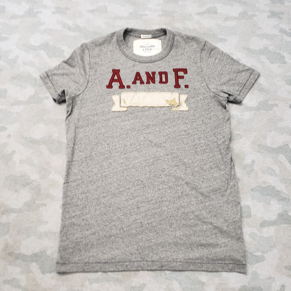 VTG Abercrombie & Fitch Shirt Mens Medium Gray Muscle Fit Short Sleeve